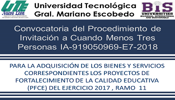 Convocatoria del Procedimiento de Invitación a Cuando Menos Tres Personas IA-919050969-E7-2018